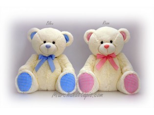 Peluche Ours Baby Crème et Bleu. Taille 25cm