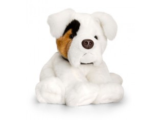 Peluche de chien Boxer blanc, taille 35cm