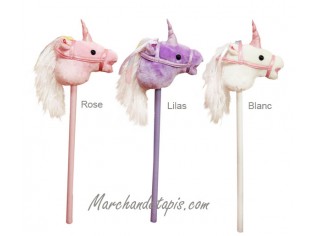 Peluche Licorne Rose, sonore avec baton