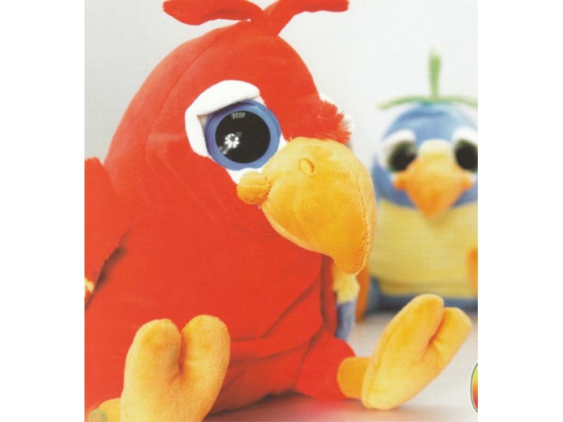 Peluche Perroquet Rouge JEMINI Tropi'Birds – 20 Cm, Répète Et Se Dandine, 3 Piles Incluses