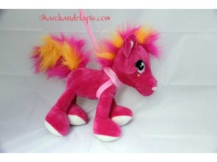 Peluche Poney Rouge Laisse - Taille 30cm Laisse 70cm