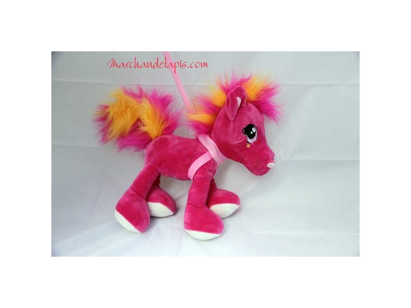 Peluche Poney Rouge Laisse - Taille 30cm - Les Poneys Ponytails - Peluches  de très grande qualité