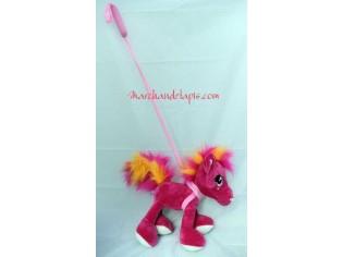 Peluche Poney Rouge Laisse - Taille 30cm Laisse 70cm