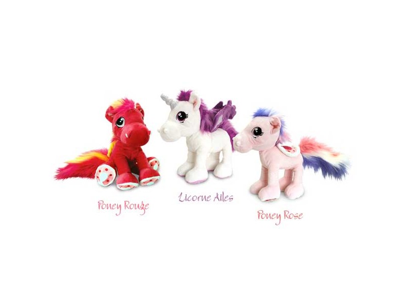 Peluche Poney Rouge Laisse - Taille 30cm - Les Poneys Ponytails - Peluches  de très grande qualité