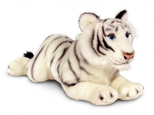 Peluche tigre blanc couché 46cm