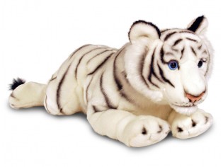 Peluche tigre blanc couché 58cm