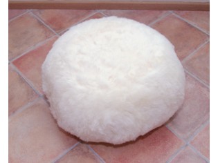 Pouf Coussin Peau de Mouton BAS Blanc poils courts