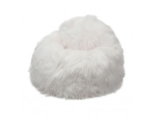 Pouf Coussin Peau de Mouton Junior Islande Poils Longs - Blanc naturel