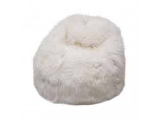 Pouf Coussin Peau de Mouton UK Blanc