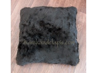 Coussin peau de mouton. Noir Marron poils courts