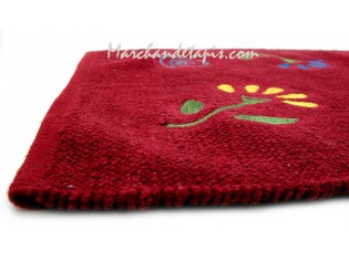 Tapis Chenille Rouge à fleurs 60cm x 90cm