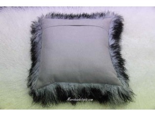 Coussin agneau du Tibet Gris mèches noires 40cmx40cm