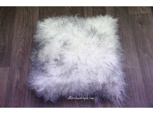 Coussin agneau du Tibet Blanc mèches grises 40cmx40cm