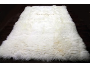 Tapis peau de mouton, 170cmx230cm, Blanc Naturel - UK Rectangle