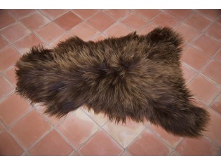 Peau de mouton Islande Poils longs Marron rustique naturel- 120/130cm 0 16