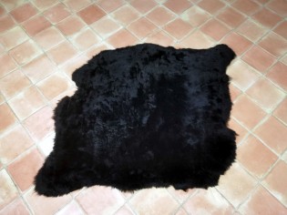 Tapis peau de mouton Noir Marron Poils courts 2 peaux