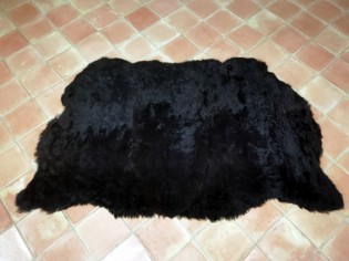 Tapis peau de mouton Noir Marron Poils courts 3 peaux- 02