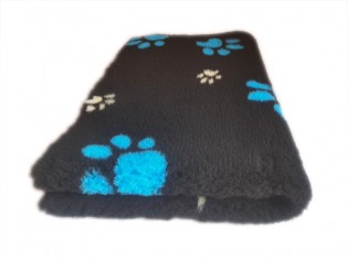 Tapis chien Drybed® antidérapant NOIR + PATTES TURQUOISES ET MAGNOLIA