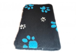 Tapis chien Drybed® antidérapant NOIR + PATTES TURQUOISES ET MAGNOLIA