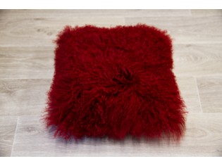 Coussin agneau du Tibet Rouge foncé 40cmx40cm