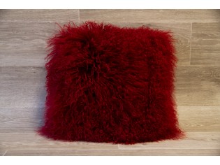 Coussin agneau du Tibet Rouge foncé 40cmx40cm