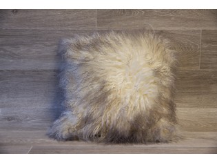 Coussin agneau du Tibet Ivoire Mèches grises 40cmx40cm. Très joli coussin