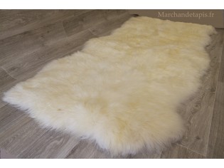 Tapis peau de mouton, 4 peaux, Blanc Naturel - Origine UK