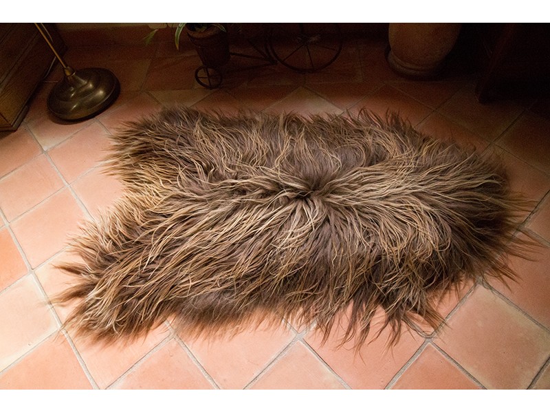 Peau de mouton naturelle marron | Tapis peau de mouton IS-MRN-4-0126