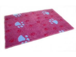 Tapis chien Drybed® antidérapant BLEU CERISE GROSSES PATTES