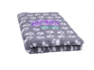 Tapis chien Drybed® antidérapant GRIS + PATTES BLANCHES