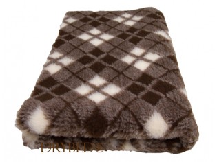 Tapis chien Drybed® antidérapant Tartan Chocolat et Magnolia