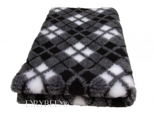 Tapis chien Drybed® antidérapant Tartan Blanc et Noir