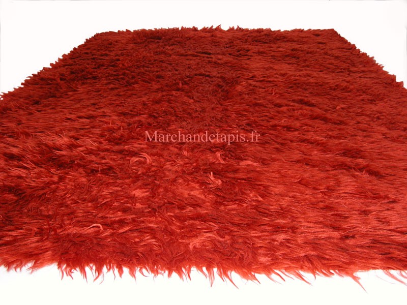 Tapis Flokati 150cm/240cm Brique.