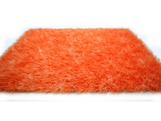 Tapis Flokati 150cm carré Orange mix.