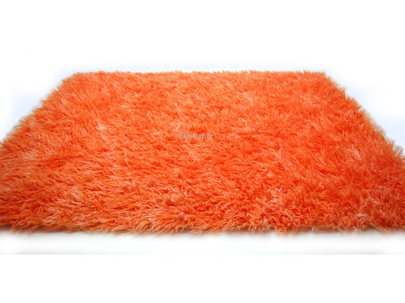 Tapis Flokati 150cm carré Orange mix.