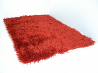 Tapis Flokati 70cmx100cm Brique.
