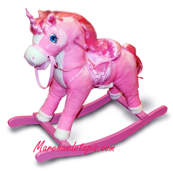 licorne bascule rose