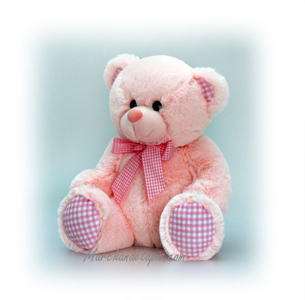 Un nounours rose assit