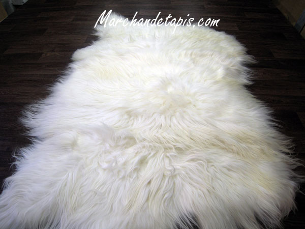Tapis peau de mouton 3 peaux Blanc naturel Tannage